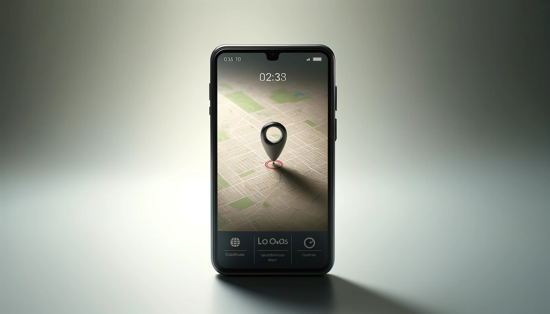 a smartphone shows a map with a location pinpoint.